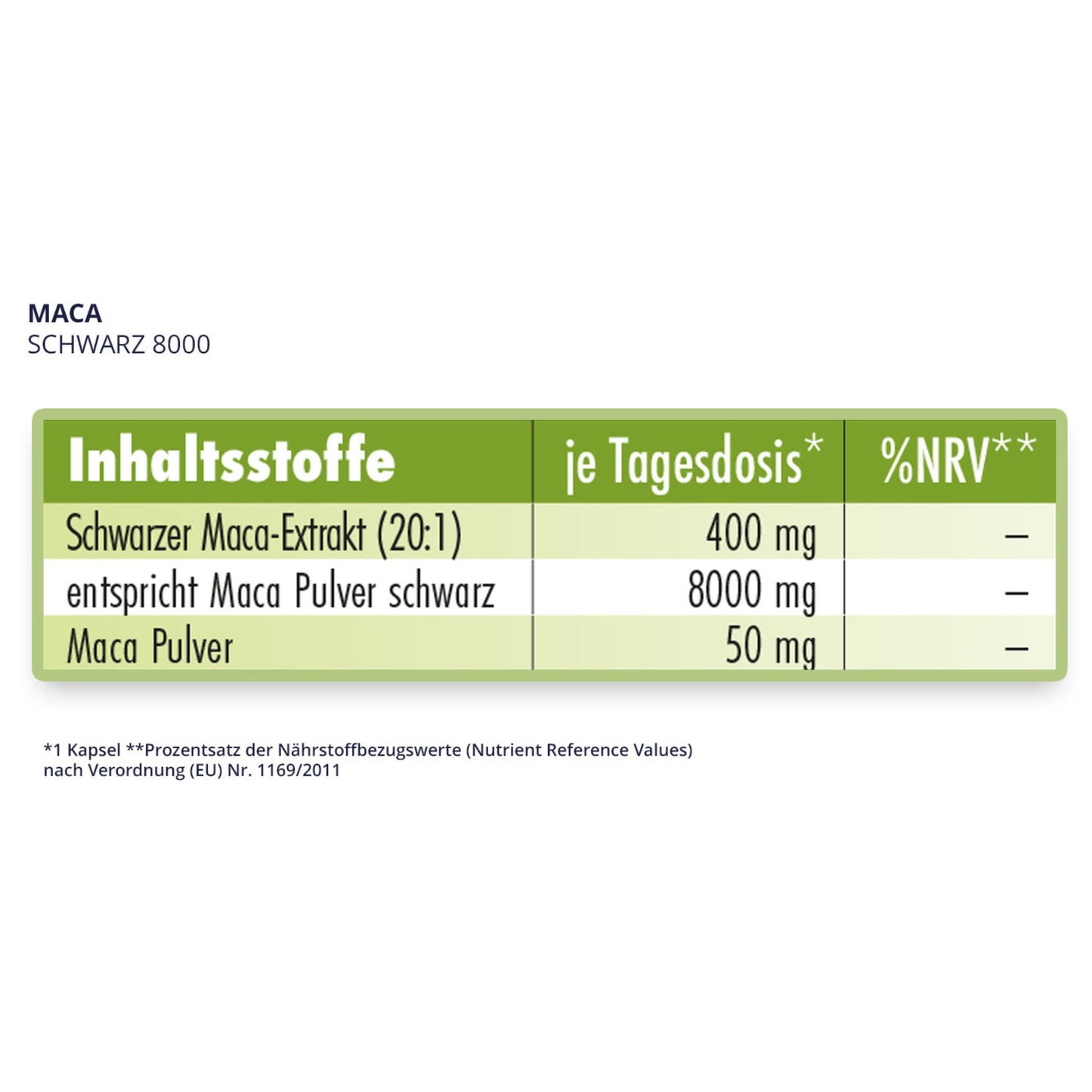 Maca schwarz 8000 Nhrwerttabelle