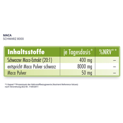 Maca schwarz 8000 Nhrwerttabelle